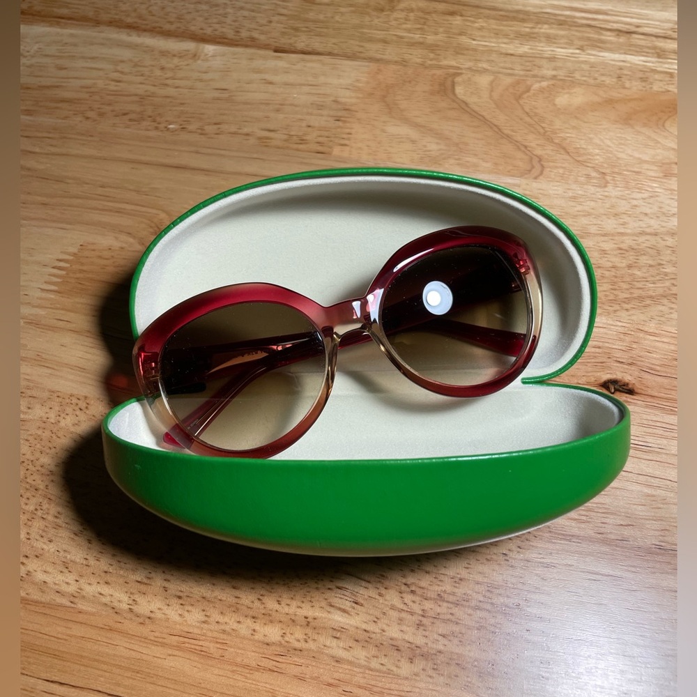Kate Spade Red Sunglasses with Green Case